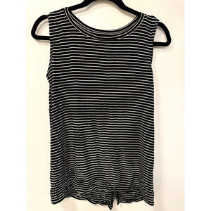 Old Navy Black White Striped Vent Back Small Tank Top